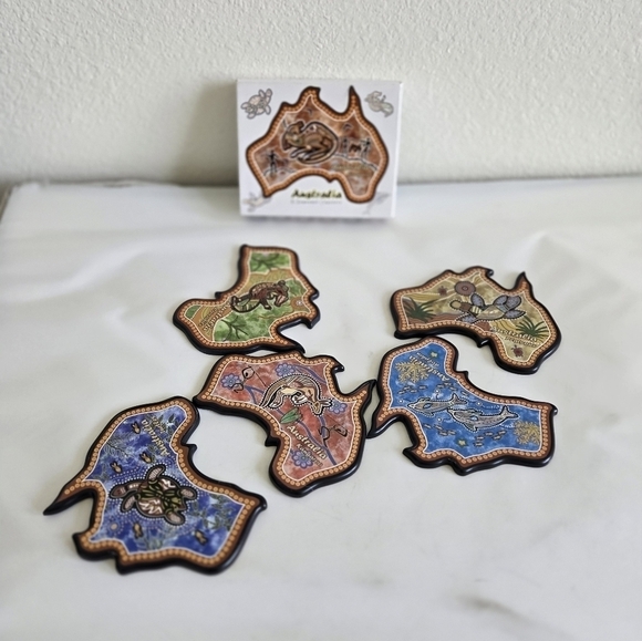 Ascool Australia Kangaroo 6 Souvenir Coasters New in Box Animal Print - Picture 2 of 12